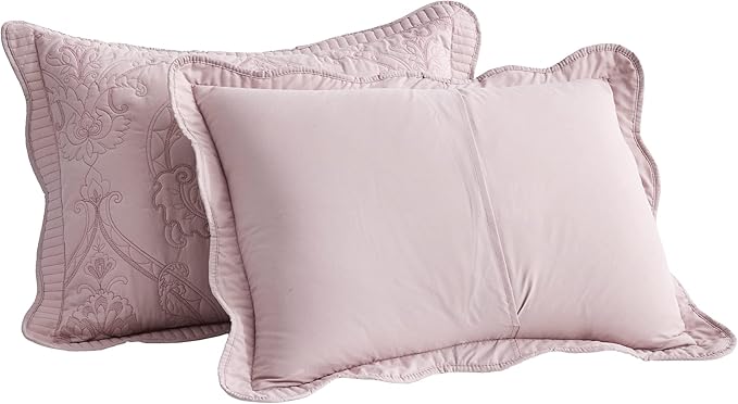 CHIXIN Microfiber Standard Pillow Shams Set of 2 - Quilted Decorative Pillow Covers - Dark Grey - Size (20" x 26")