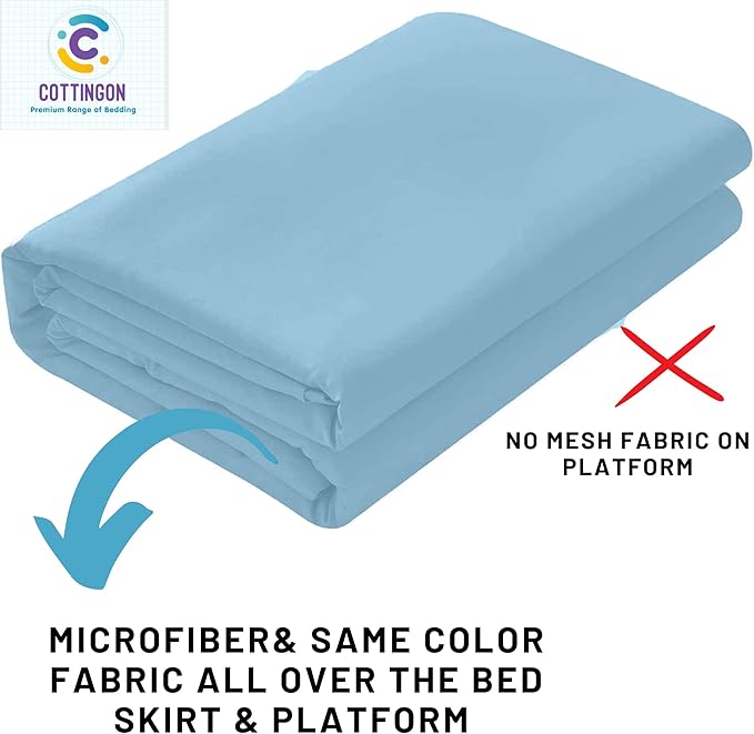 Ruffled Bed Skirt with Split Corners-Dust Ruffle - 15" Drop 100% Microfiber Soft,Sheen & Luxurious Look - Bed Skirts (Light Blue -Twin)