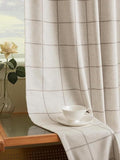 Linen Plaid Blackout Curtains for Living Room,Bedroom,Dining Room 95 Inches Long Gingham Double Layer 2 Panels Set Luxury and Modern Printed Design Darkening Pinch Pleated