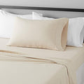 Amazon Basics Lightweight Super Soft Easy Care Comfortable Microfiber 3 Piece Bed Sheet Set with 14-Inch Deep Pockets, Twin XL, Beige, Solid
