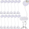 Retisee 12 Pcs Clip on Lamp Bulk LED Reading Light Book Lamp Clamp for Bed with 3 Brightness Level Night Light Clip on for Desk, Bed Headboard, USB Plug-in Style