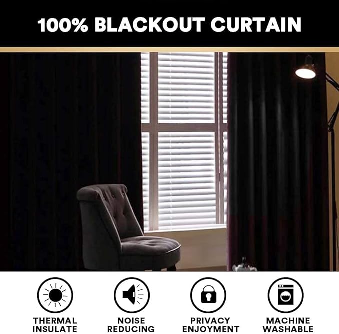 PrinceDeco Thick Linen Blend Curtains 100% Blackout Curtains 64 inch Long 2 Panels Set for Bedroom Nursery Living Room Full Blackout Window Draperies with White Liners 42" Wide,64" Length,Washed Spice