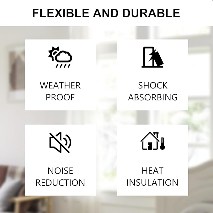 Weather Stripping Door Seal Strip, Strong Adhesive, Weatherproof, Reduce Noise, Gap Filler, Foam Insulation Tape for Doors and Windows (1/2 in x 1/4 in x 13 Ft)