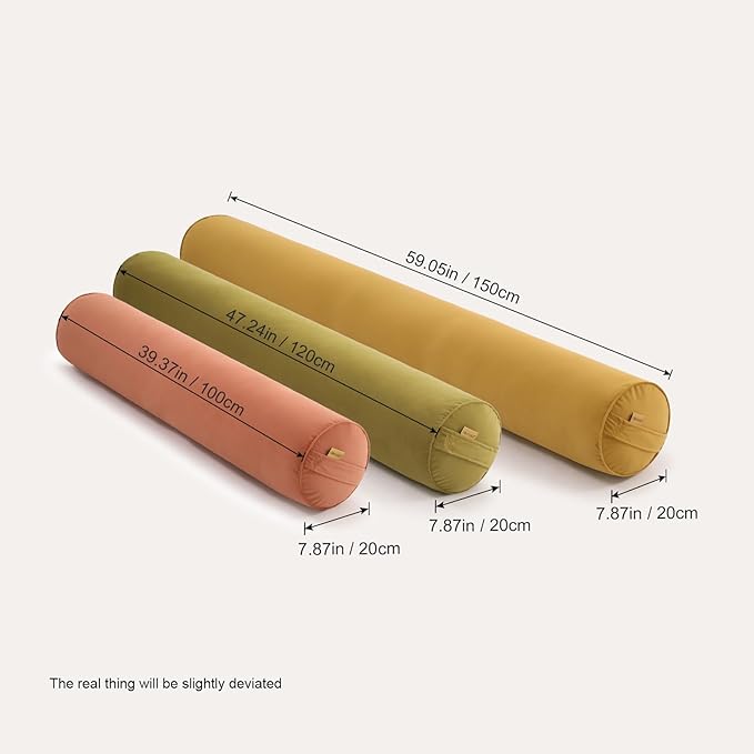 Long Round Body Pillow for Adults – Bolster Pillow for Bed, Cervical Roll Pillow, Firm Support for Sleeping,39.37 x 7.87 Inches,Golden Yellow