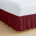 Rajlinen Ruffled Bed Skirt Full XL, 16 Inch Drop Dust Ruffle with Split Corners, 100% Microfiber Bedskirt with Platform, Three-Sided Coverage Ruffled Gathering Design, Burgundy