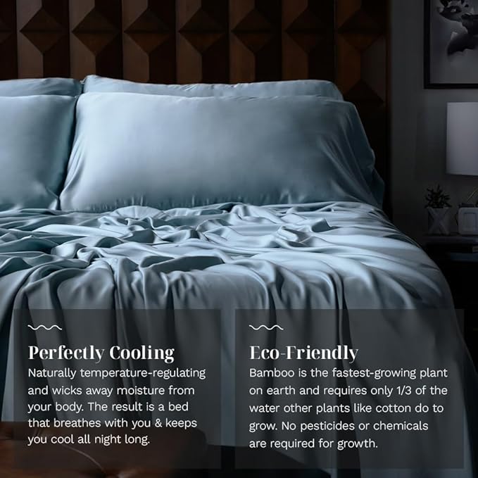 LUXOME Luxury Sheet Set | 100% Rayon (Viscose) from Bamboo | Twin XL - Surf | Deep Pockets | 3-Piece Set (Fitted, Flat, Pillowcase)