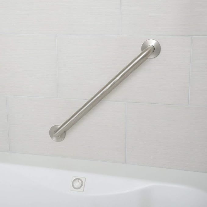 Amazon Basics Bathroom Handicap Safety Grab Bar, 18 Inch Length, 1.5 Inch Diameter, Holds up to 500LBs, ADA Compliant, Stainless Steel