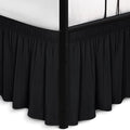 Biscaynebay Wrap Around Bed Skirts with Split Corners for Full Beds 16" Drop, Black Elastic Dust Ruffles Adjustable Easy Fit Wrinkle & Fade Resistant Silky Luxurious Fabric Machine Washable