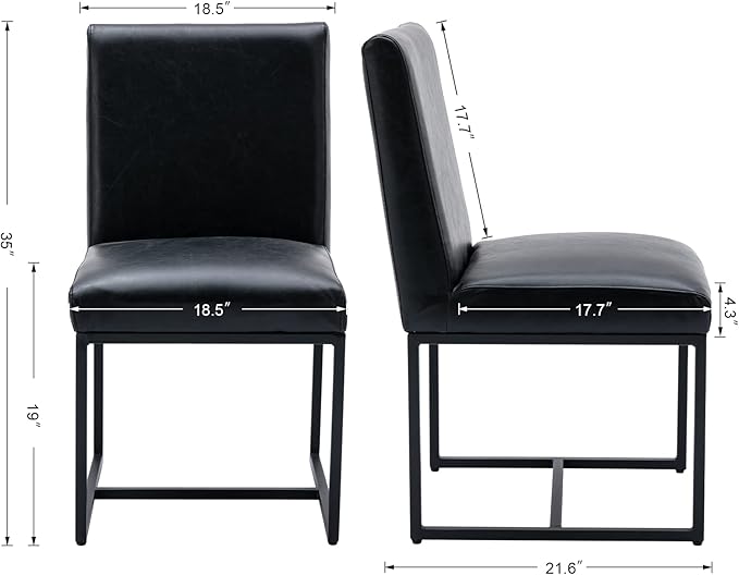 CIMOTA Black Modern Dining Chairs Set of 4, Leather Dining Room Chairs Upholstered Armless Guest Side Chair with Black Base for Dining Room/Kitchen, 4PCS