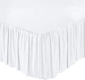 KRISHNA Ruffled Bed Skirt with Split Corners Full, 100% Microfiber Hotel Quality, 10 Inch Drop Dust Ruffle Gathered Bedskirt with Platform, 54" x 75", White