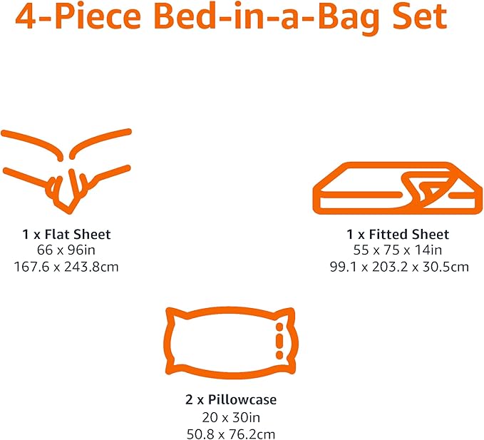 Amazon Basics Lightweight Microfiber 4-Piece Bed Sheet Set, Rose, Solid, Full