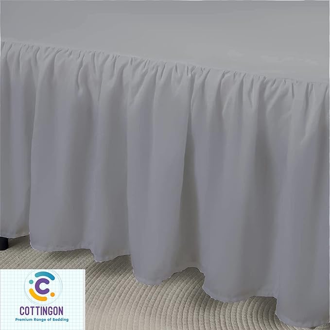 Ruffled Bed Skirt with Split Corners-Dust Ruffle - 15" Drop 100% Microfiber Soft,Sheen & Luxurious Look - Bed Skirts (Light Grey -Full)