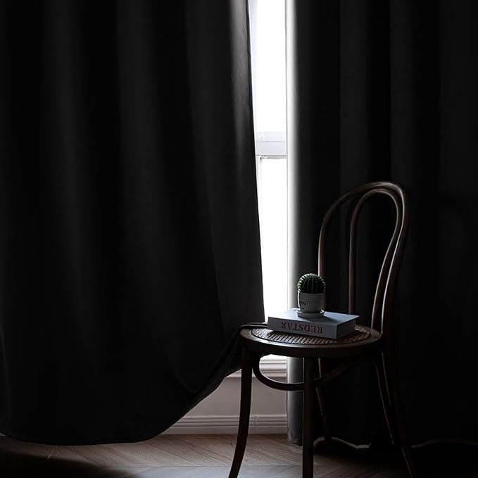 Blackout Curtains 96 Inches Long 2 Panels Set, Light Grey Curtains Thermal Insulated Room Darkening Drapes for Bedroom, Rod Pocket Light Blocking Drapes Living Room(52W × 96L, Light Grey)