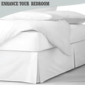 Pleated Bed Skirt King Size, 16" Drop with Platform Design for Secure Fit, Split Corners, Wrinkle-Resistant Microfiber for Modern Stylish Look, Tailored Bedding for Hotel Luxury - White