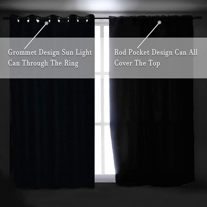 DONREN Light Gray Blackout Curtains Panels Room Darkening Thermal Insulated Drapes with Rod Pocket (52" Wide x 63" Long Each Panel, One Pair)