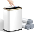 2.1 Gallon Bathroom Trash Can with Lid Press Top, 8 Liter Stainless Steel Garbage Can with Press Type Lid, Slim Trash Bin Waste Basket for Toilet, Office, Bedroom, Living Room (White)