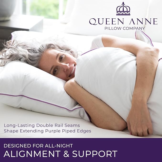 Queen Anne Hotel Collection Pillows – Luxury Down Alternative Bed Pillows (2-Pack, Standard Soft) – Ultimate Comfort, Hypoallergenic, Made in The USA