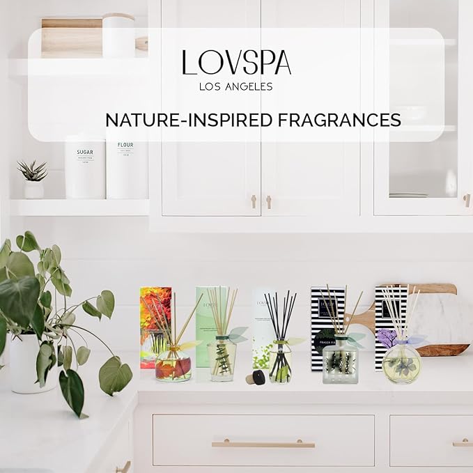 LOVSPA Reed Diffuser Set, Cleanse Eucalytpus Sage Scented Oil Diffuser with Sticks, Home Fragrance Accessories for Bathroom Shelf Decor, Aroma Diffusers for Home or Office Desk, USA Made