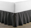 SKY BEDDINGS - Queen Size Ruffled Bed Skirt with Split Corners - 16 Inch Drop Dust Ruffle Bed Skirt with Platform Three Sided Coverage - 100% Microfiber, Dark Grey
