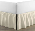 SKY BEDDINGS - King Size Ruffled Bed Skirt with Split Corners - 24 Inch Drop Dust Ruffle Bed Skirt with Platform Three Sided Coverage - 100% Microfiber, Ivory