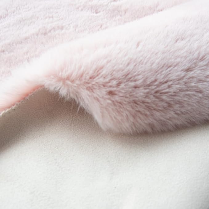 Pink Washable Fluffy 5x8 Area Rugs for Bedroom Plush Faux Rabbit Shag Fur Rug for Living Room Nursery Rug