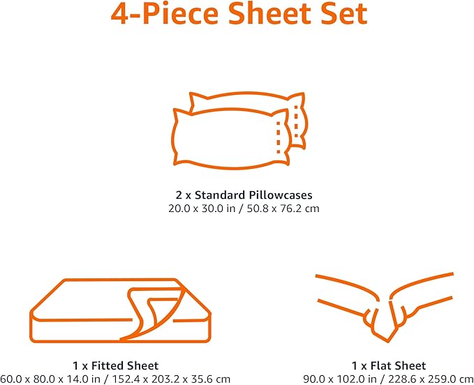 Amazon Basics Lightweight Super Soft, Wrinkle-Free Easy Care Microfiber 4 Piece Bed Sheet Set with 14-Inch Deep Pockets, Queen, Spa Blue, Solid