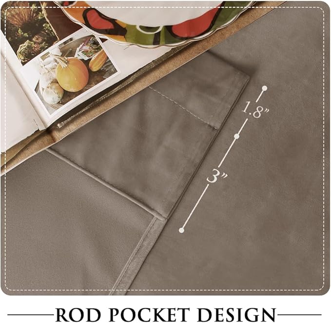 StangH Taupe Velvet Curtains Luxury Thermal Insulated Window Drapes Thick Heavy Light Blocking Room Dividers for Living Room Office French Door, 52 x 84 inches, 2 Panels
