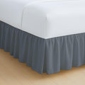 Rajlinen Ruffled Bed Skirt California King, 21 Inch Drop Dust Ruffle with Split Corners, 100% Microfiber Bedskirt with Platform, Three-Sided Coverage Ruffled Gathering Design, Dark Grey