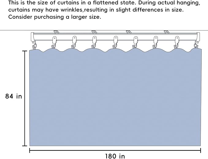 Room Divider Curtains Total Blackout Privacy Curtain Panel Room Thermal Insulated Noise Reduction Curtains for Bedroom Window Living Room Ceiling Track Curtain W 15 ft × H 7 ft Grey