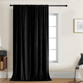 Joydeco Velvet Curtains 90 inch 1 Panel, Long Luxury Black Blackout Thermal Insulated Rod Pocket Window Curtains, Super Soft Room Darkening Drapes for Living Room Bedroom, W100 x L90 Inch, Black