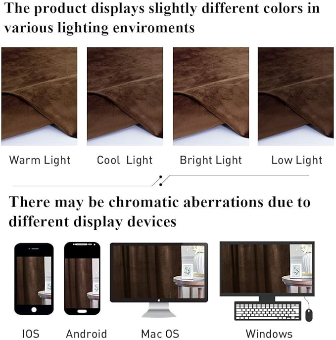 StangH Brown Velvet Curtains 102 inches Long Luxurious Thermal Insulated Drapes for Living Room, Soft Energy Efficient Curtains, Elegant Home Decor, W52 x L102, 2 Panels