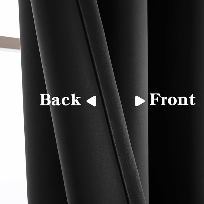 Blackout Curtains 90 Inch Length 2 Panels Set, Black Out Curtains for Bedroom 90 Inch Long, Rod Pocket Energy Saving Room Darkening Drapes for Living Room Window Dark Grey(W52 x L90)