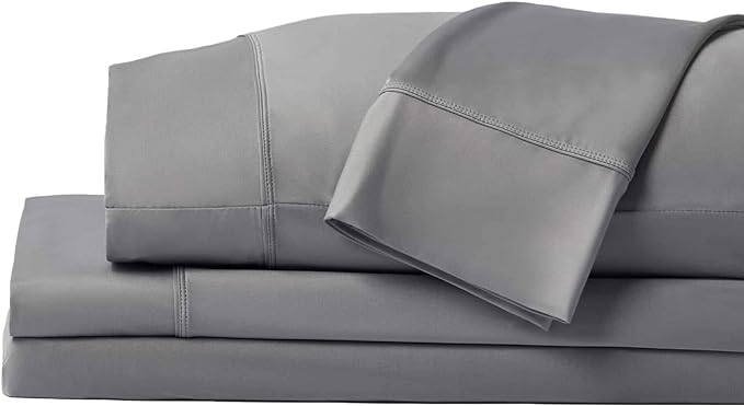 SHEEX - Original Performance Sheets Set (Twin/Twin XL) Graphite - Cooling Sheets - Moisture Wicking - 1 Flat Cooling Sheet, 1 Fitted Cooling Sheet, 1 Pillow Cover - Wrinkle Free - Sleep Aid