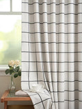 Plaid Pinch Pleated Curtains - Modern Luxury Linen Buffalo Blackout Drapes, Thermal Insulated Double Layer Window Panels for Living Room Bedroom, 120 Inches Long Black 2 Panels Set