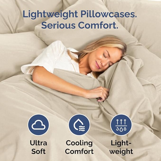 Queen Pillow Cases Set of 6 - Ultra Soft Hotel Quality Pillowcase Covers - Comfy & Wrinkle Free - Shrink, Stain and Fade Resistant - Easy-Care, Machine Washable Pillow Protectors - 6 Pcs Set - Wheat