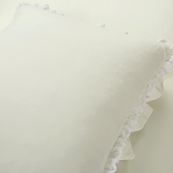 Lush Decor Ella Parisian Vintage Chic Ruffle Lace 3 Piece Comforter Set, Full/Queen, Ivory