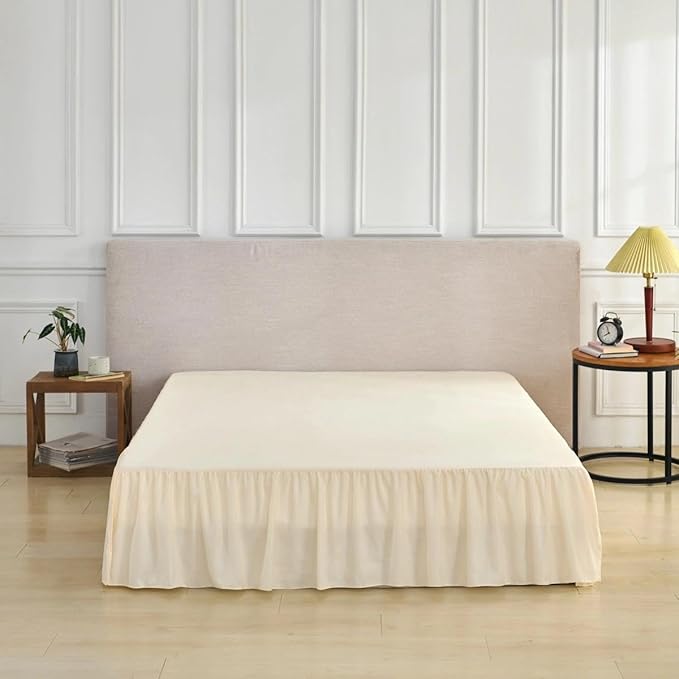 Bed Skirt Full Size Ruffled Bed Skirt with Split Corners, Full Bed Skirts 18 Inch Drop with Platform, 18'' Full, Beige