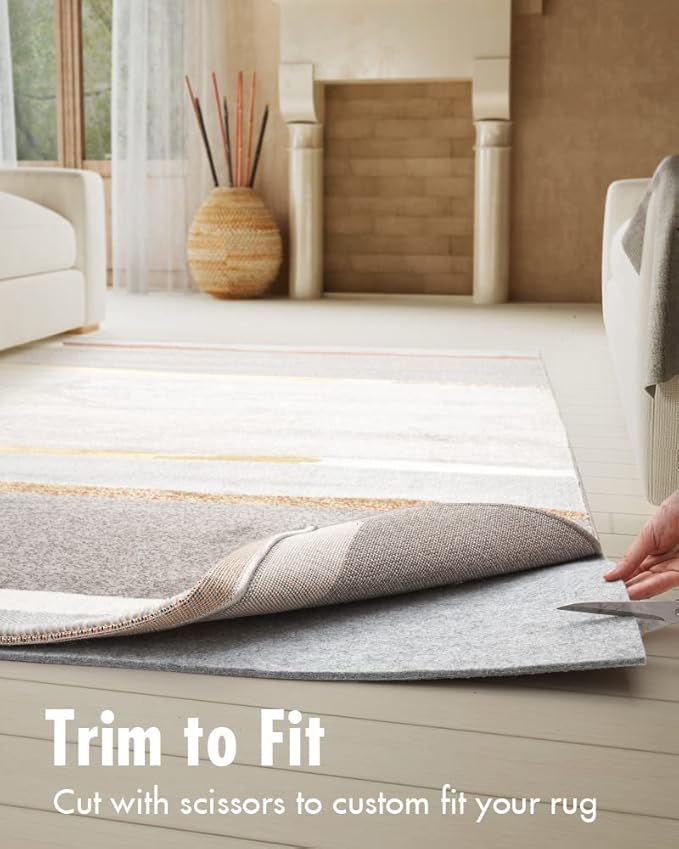 Resare Non Slip Rug Pad Gripper - 2x12 Feet 1/4” Extra Thick Felt Under Rug for Area Rugs and Hardwood Floors,Super Cushioned Non Skid Carpet Padding