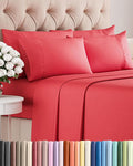 Cal King 6 Piece Sheet Set - Cooling, Comfy & Breathable - Hotel Luxury Bedding, Includes Fitted Sheet for Women, Men, Kids and Teens - 1 Flat, 1 Fitted Sheet, 4 Pillowcases with Deep Pockets - Red