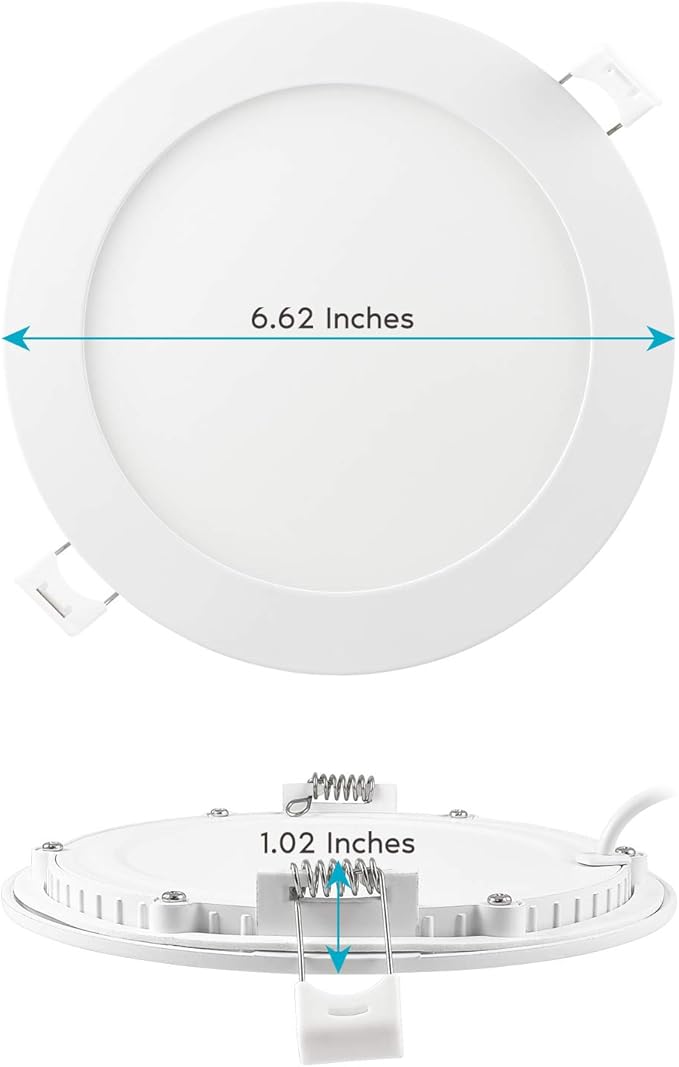 LUXRITE 6 Inch Ultra Thin LED Recessed Light with J-Box, 12W, Color Temperature Selectable 2700K | 3000K | 3500K | 4000K | 5000K, Dimmable Wafer Light, 1000 Lumens, Energy Star, IC Rated