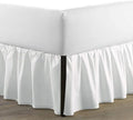 SKY BEDDINGS - Twin Size Ruffled Bed Skirt with Split Corners - 18 Inch Drop Dust Ruffle Bed Skirt with Platform Three Sided Coverage - 100% Microfiber, White