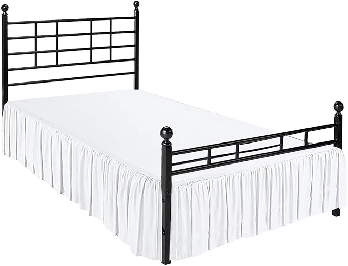 Ruffled Bed Skirt with Split Corners, White, King 14 Inch Drop Bedskirt, Hotel Quality Brushed Microfiber Wrinkle Free Dust Ruffle Bed Skirt King Size