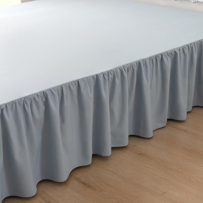 Bed Skirt Full Size Ruffled Bed Skirt with Split Corners, 12 Inch Drop Dust Ruffle Bed Skirts with Platform, Gathered Style, 100% Microfiber, Grayish Blue