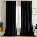 Joydeco Black Velvet Curtains 102 inch Length 2 Panels, Luxury Blackout Rod Pocket Thermal Insulated Window Curtains, Super Soft Room Darkening Drapes for Living Dining Room Bedroom,W42 x L102 inches