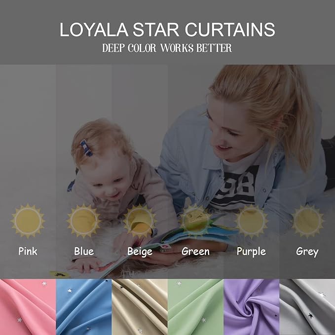 Star Curtains Double Layer Curtains Blackout Curtains for Bedroom Kids Cute 96 Inches Long 2 Panels Set, Pink, 42 X 96 Inches