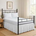 Ruffled Bed Skirt Split Corners with Platform, Tailored Fit Hotel Quality Wrinkle Free Ultra-Soft Microfiber Dust Ruffle, Upto 24 Inch Drop King Size White