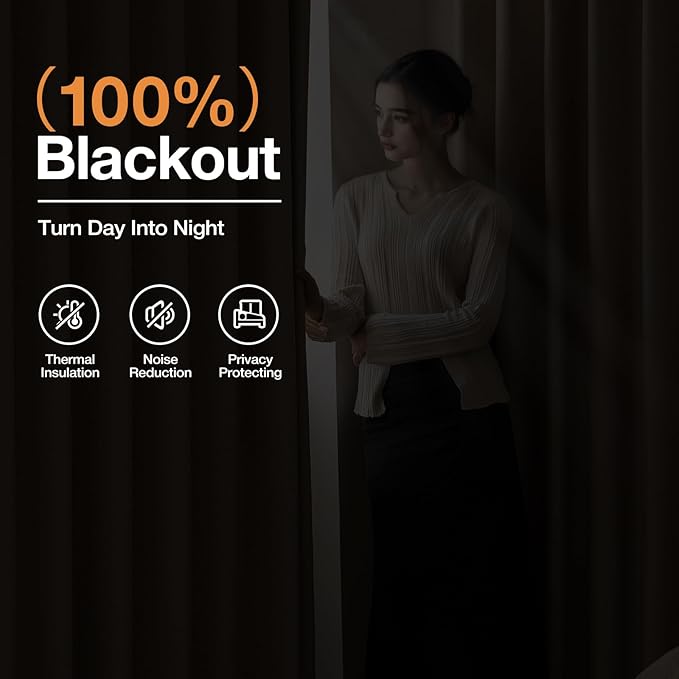 100% Blackout Curtains for Bedroom, Thermal Insulated Curtains 63 Inch Length Curtain 2 Panels, Soft Farmhouse Linen-Look Textured Full Light Blocking Room Darkening Drapes, W52xL63, Taupe