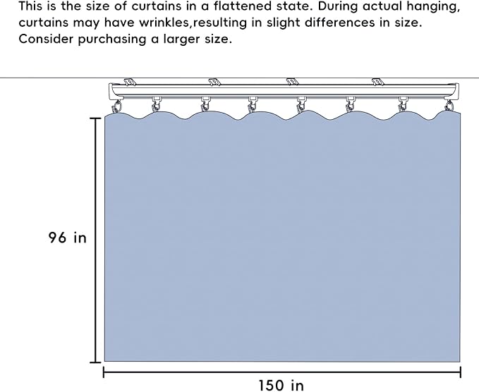 Room Divider Ceiling Mounted Curtains Track Sets Extra Wide Blackout Curtain Flexible Tracks for Bedroom Privacy Partition Separator, 1 Panel Beige Drape and White Rail, W12.5 x H8ft