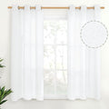YoungsTex 48 Inch Length White Linen Curtains for Short Window, Light Filtering Drapes with Bronze Grommet Semi Sheer for Kitchen Living Room Windows Decorative Privacy, 42 X 48 Inch, 2 Panels