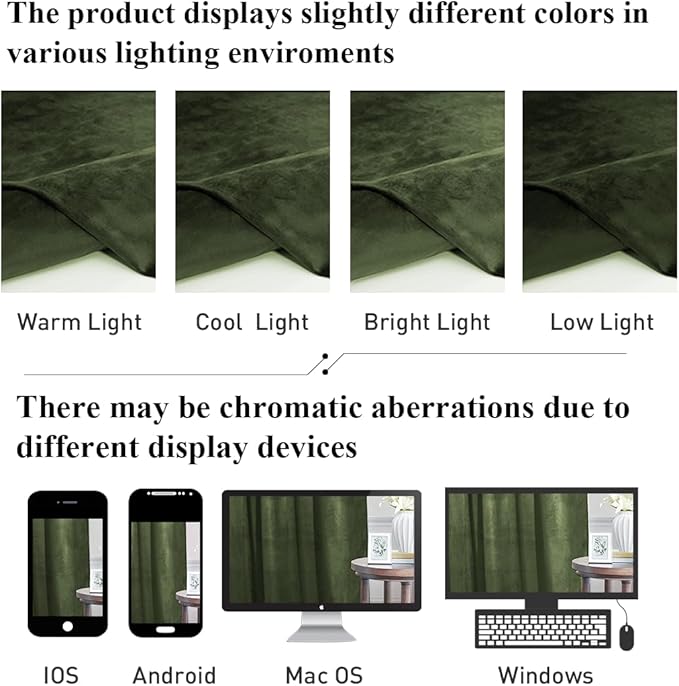 StangH Moss Green Curtains for Doorway Bedroom Velvet Blackout Thermal Insulated Window Drapes, Christmas Home Decor for Living Room/Patio/Nursery Kids, W42 x L84, 2 Panels